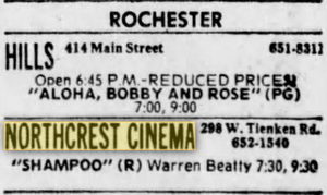 Northcrest Cinema - July 1975 Ad (newer photo)